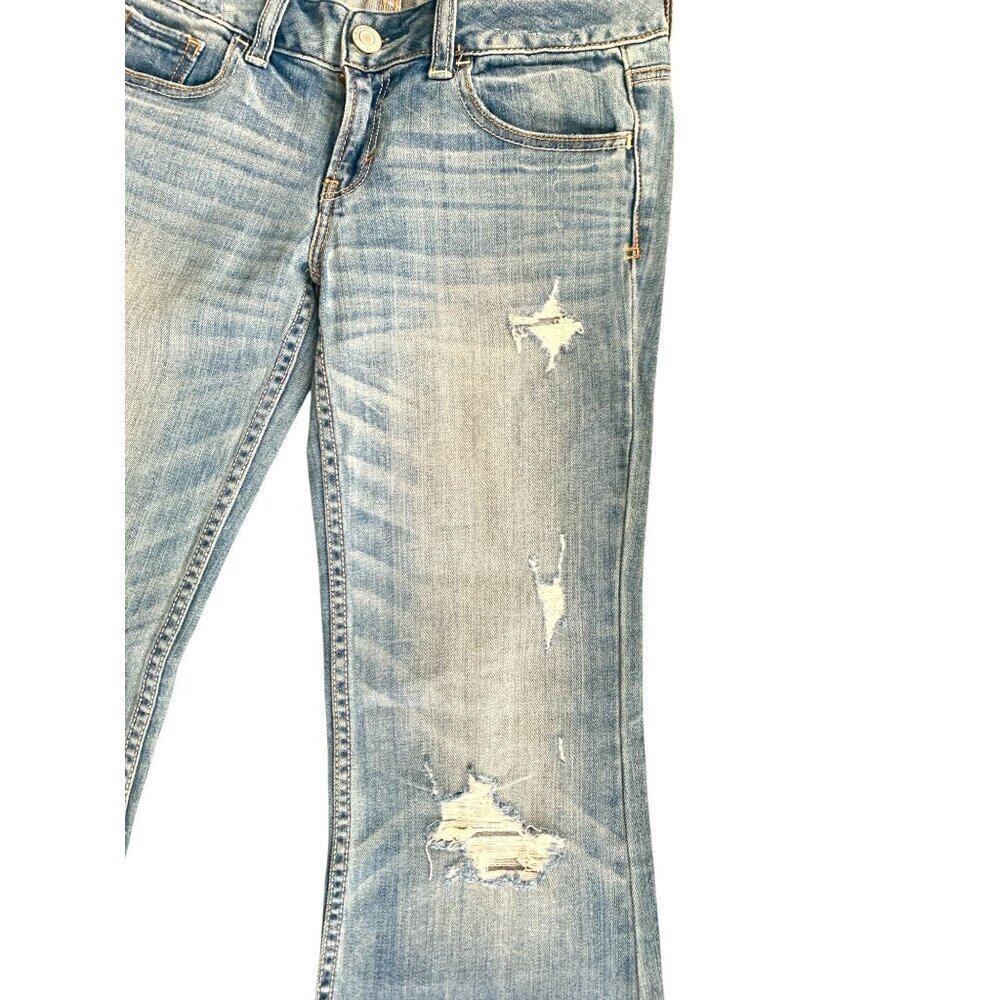 American Eagle Women's Distressed Hipster Boot Cut Jeans Low Rise Size 28 W - Picture 5 of 9
